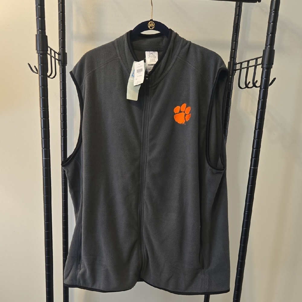 Clemson Tigers Gray Sleeveless Vest with Orange Paw Logo XXL